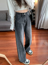 Retro High Waist Straight Slim Jeans