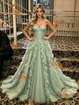 Green Sequins Spaghetti Straps Prom Dress