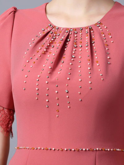 Brick Red Short Sleeve Mother Of the Brides Dress
