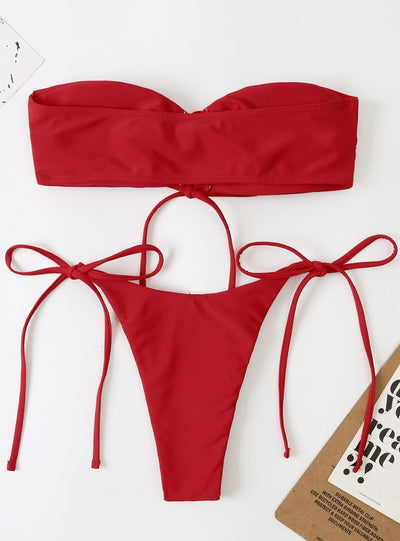 Women Lace Up Swimsuit Bikini
