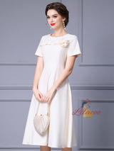 Red Satin Short Sleeve Mother Of The Bride Dress