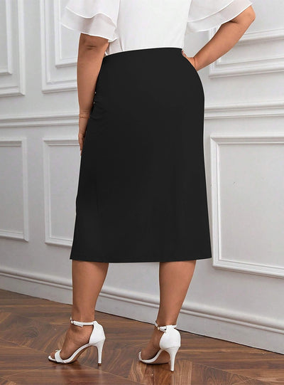 Elastic Waist Elastic High Waist Split Skirt