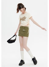 Retro Strap Short Short Sleeve T-shirt