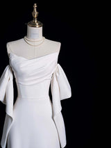 Sexy White Mermaid Strapless Pleats Wedding Dress