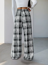 Elastic Black and White Plaid Pant