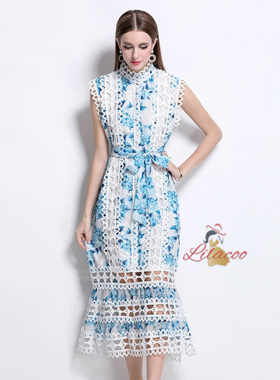 Women Lace Sleeveless Slim Dress