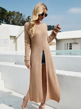 Holes High Split Long Knitted Dress