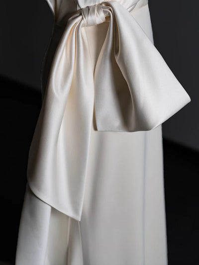 Ivory V-neck Backless Wedding Dress