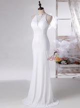 White Mermaid Sequins Beading Prom Dress