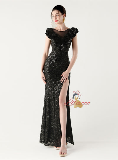 Mermaid Sequins Split Prom Dress