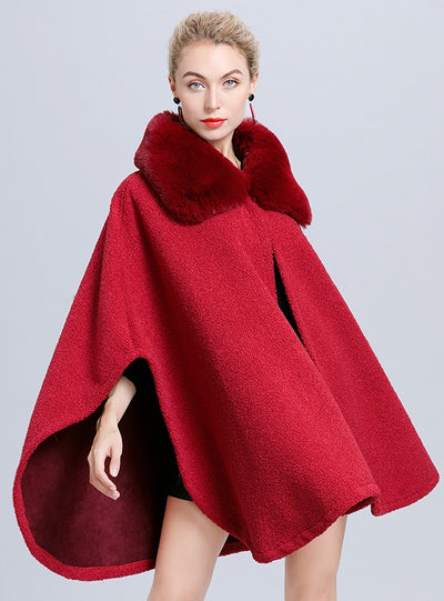 Women's Wool Cardigan Granular Cloak Coat