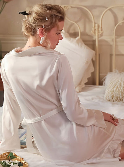 Sexy Silk Lotus Leaf Sleeve Nightgown