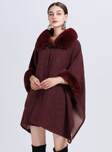 Wool Collar Shawl Cloak Knitted Woolen Coat