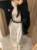 White Loose Slim Wide-leg Jeans