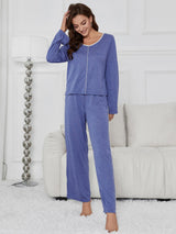 Solid Color Long-sleeved Pajamas Suit