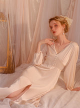 Slit Satin Lace-up Nightgown Dress