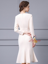 Apricot Long Sleeve Beading Mother Of The Bride Dress