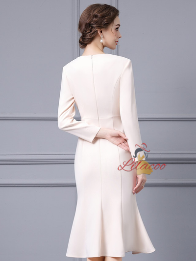 Apricot Long Sleeve Beading Mother Of The Bride Dress