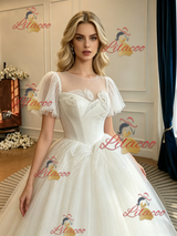 Ball Gown Tulle Short Sleeve Wedding Dress