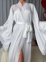 Satin Lace Long Sleeve Pajamas Bathrobe