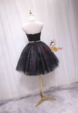 Black Tulle Sequins Sweetheart Homecoming Dress