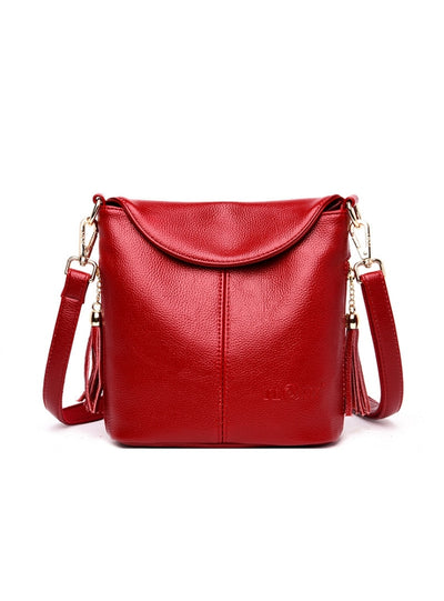 Large Capacity Soft Leather Bucket Bag Shoulder Bag
