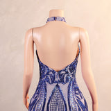 Royal Blue Mermaid Sequins Backless Prom Dress