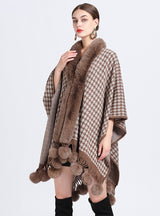 Houndstooth Jacquard Shawl Cloak Cover