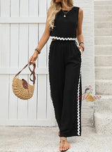 Contrast Lace Stitching Vest Trousers Two-piece Suit