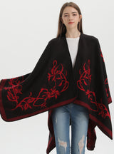 Jacquard Split Warm Padded Shawl