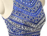 Royal Blue Two Piece Satin Beading Homecoming Dress