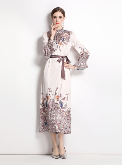 Retro Palace Horn Sleeve Slim Dress