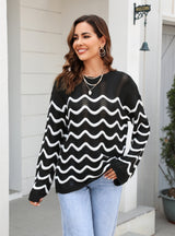 Long Sleeve Spliced Hollow Pullover Sweater
