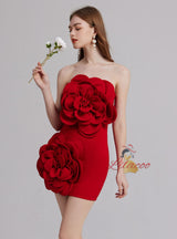 Three-dimensional Flower Slim Dress