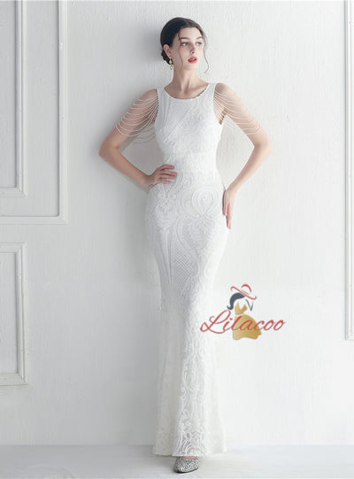 Mermaid Sequins Sleeveless Beading Prom Dress