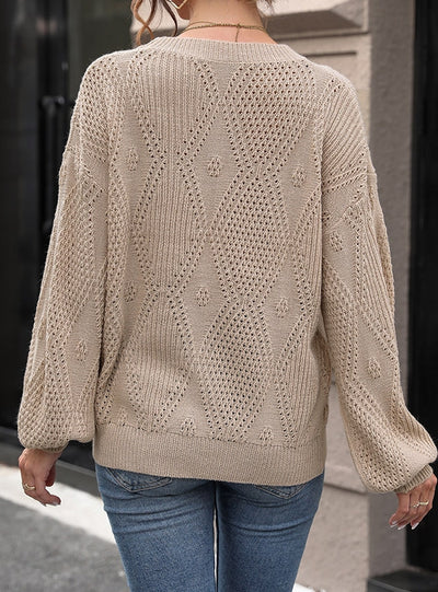Long Sleeve Hollow Round Neck Sweater