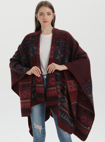 Knitted Split Bohemian Cloak Shawl