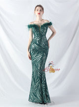 Mermaid Sequins Off the Shoulder Split Prom Dress