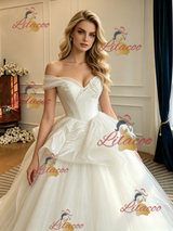 White Tulle Off the Shoulder Wedding Dres