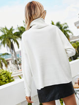 Solid Color High Neck Button Sweater