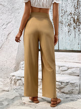 Solid Color High Waist Straight Pants