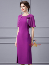 Purple Beading Flower Mother Of The Bride Dress