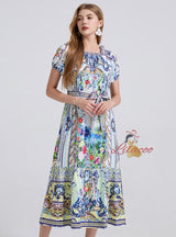 Printed Loose Short Sleeve Dress