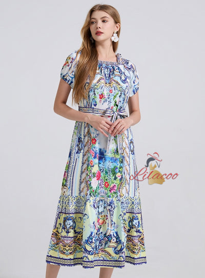 Printed Loose Short Sleeve Dress