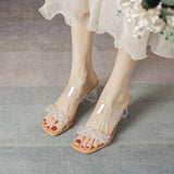 Transparent Thick-Heeled Slippers