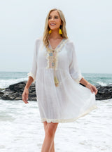 Seaside Holiday Lady V-neck Bikini Cover Up