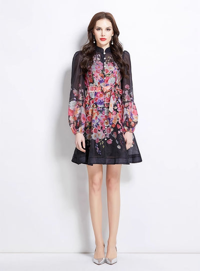 Palace Retro Pearl Breasted Printed Dress