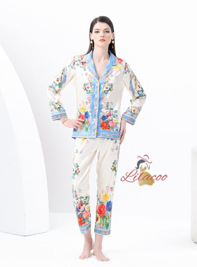 Palace Printed Long-sleeved Shirt+Wide-leg Pants Two-piece Suit