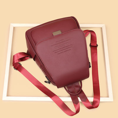 Folding Soft Leather Backpack