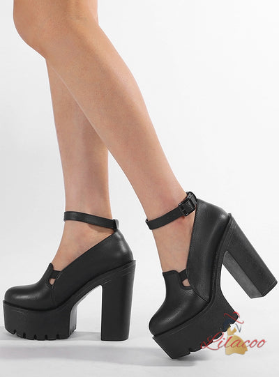 Buckle Thick Heels and Thick Soles Shoes